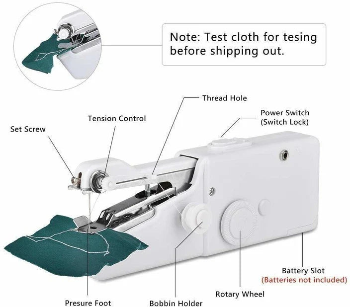 Stitch Handheld Cordless Portable White Sewing Machine